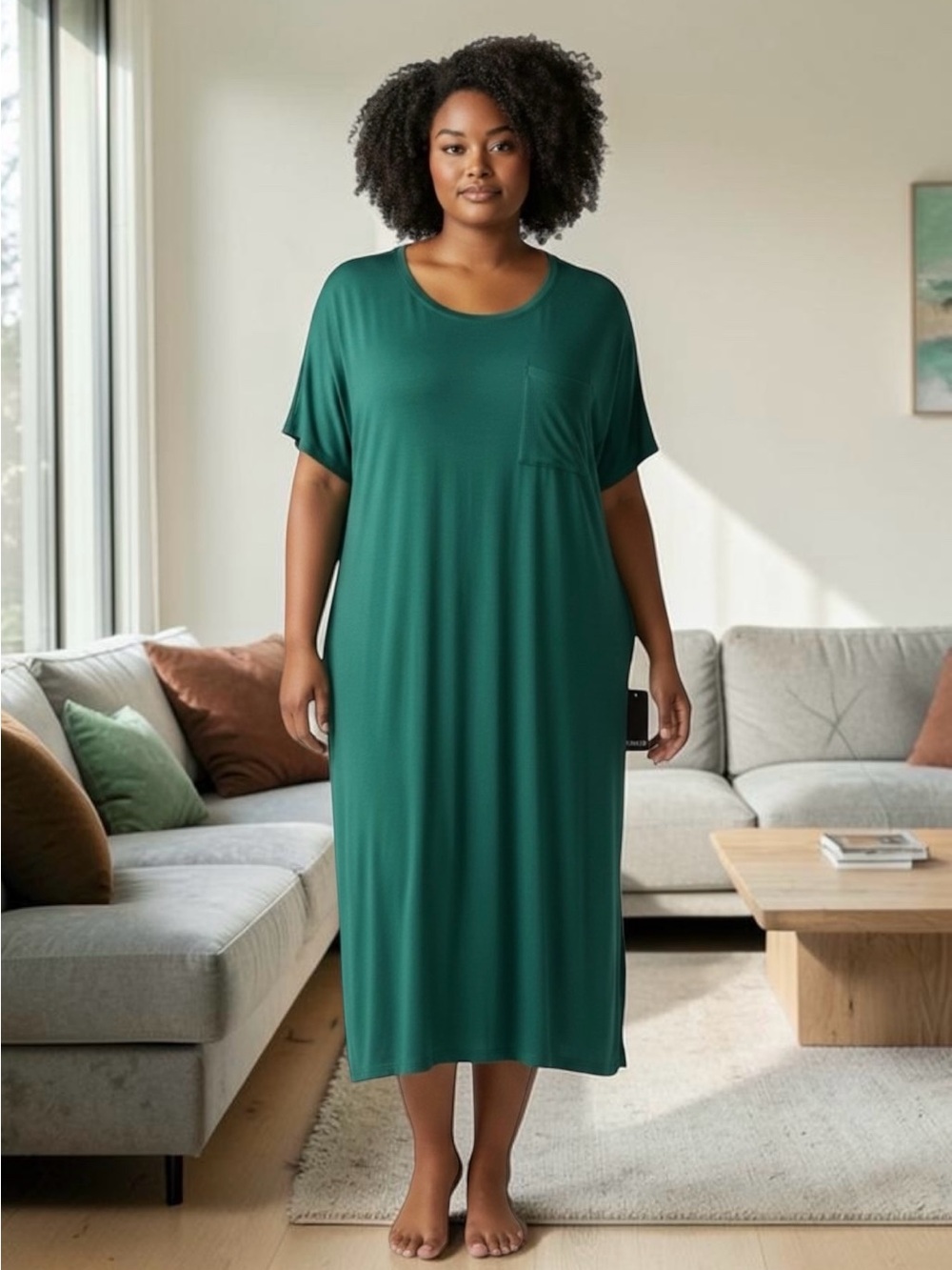 NEW torrid Green Relaxed Midi Dress/or Sleepwear, 4X, Rayon